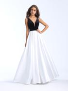 Madison James - 18-684 Velvet V-neck Mikado Ballgown