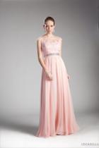 Cinderella Divine - Beaded Lace Illusion Bateau A-line Dress
