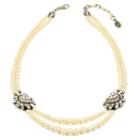 Ben-amun - Two Row Pearl Necklace With Crystal Stations