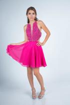 Milano Formals - E2255 Sleeveless Beaded Halter A-line Cocktail Dress