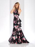 Clarisse Prom - 3421 Halter Floral Mikado Mermaid Gown