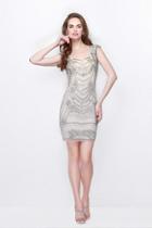 Primavera Couture - Sparkly Jeweled Mini Dress With Sheer Back 1601