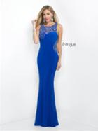 Intrigue - Rhinestone Embellished Illusion Bateau Neck Dress 150