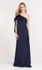 Alyce Paris - 27201 Flounce Asymmetric Sheath Dress With Cape Sleeve