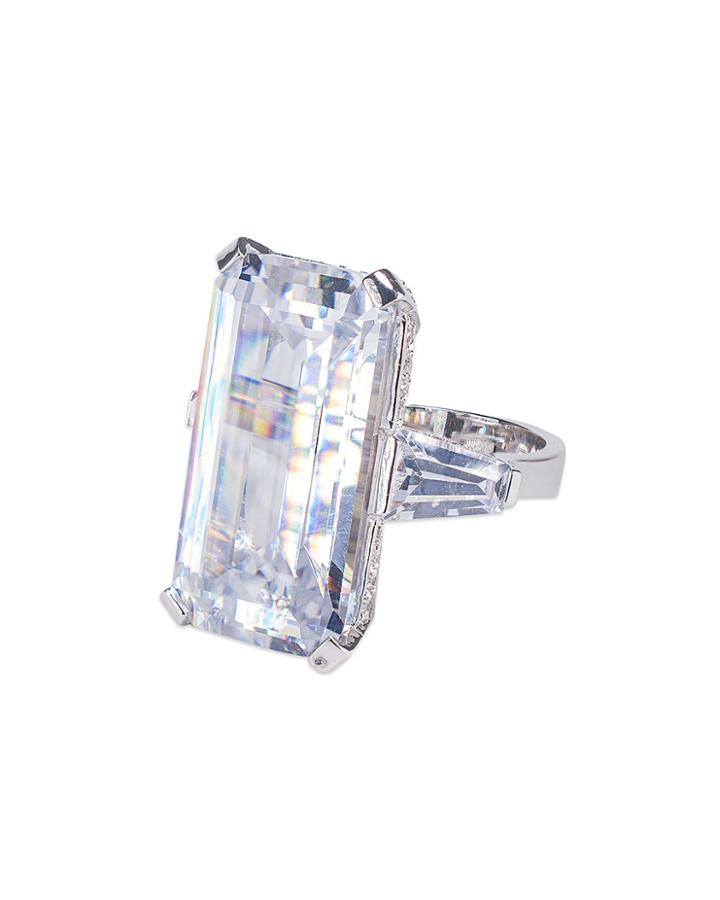 Cz By Kenneth Jay Lane - Statement Emerald Cut Ring