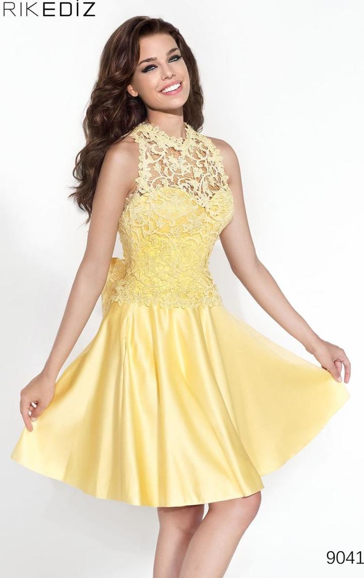 Tarik Ediz - Illusion Neck A-line Short Dress 90419