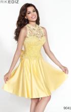 Tarik Ediz - Illusion Neck A-line Short Dress 90419