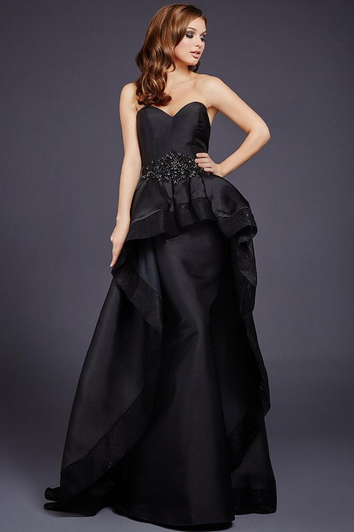 Jovani - Sleek Sweetheart A-line Gown With Ruffled Overskirt 37875