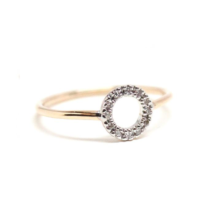 Rachael Ryen - 14k Gold Diamond Pave Hollow Circle Ring