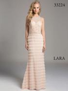 Lara Dresses - Beaded Halter Illusion Sheath Evening Gown With Fringe And Rhinestone Adornments 33224