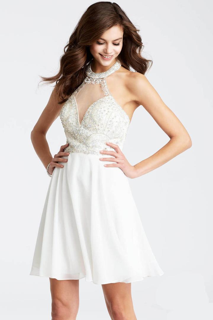 Jovani - Jvn53169 Halter Chiffon A-line Dress