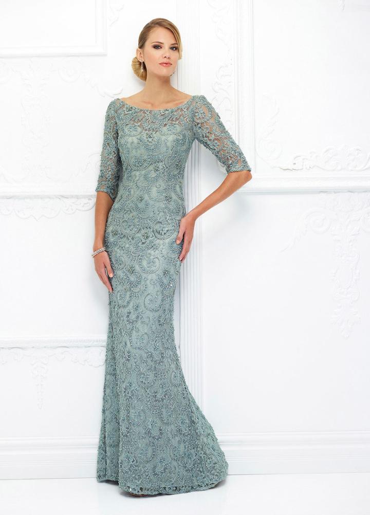 Ivonne D For Mon Cheri - 118d06 Beaded Lace Illusion Bateau Tulle Gown