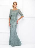 Ivonne D For Mon Cheri - 118d06 Beaded Lace Illusion Bateau Tulle Gown