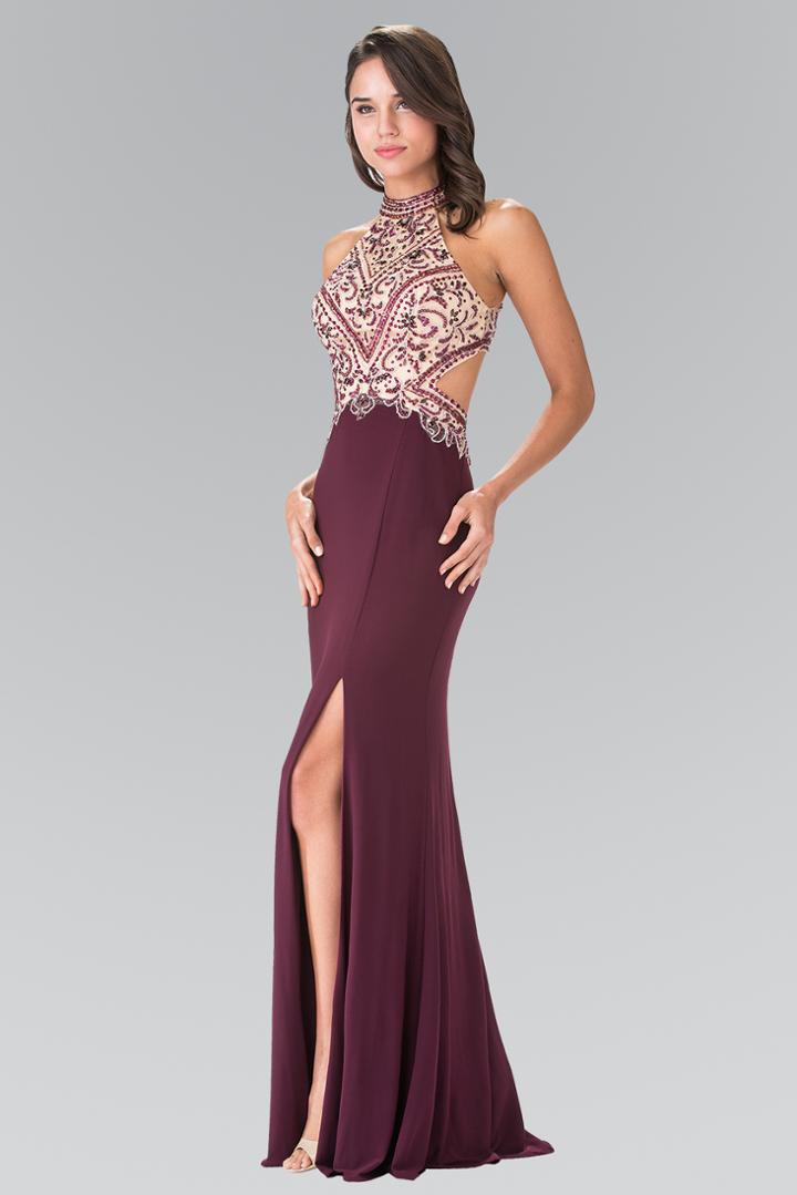 Elizabeth K - High Neck Full Beaded Bodice Evening Gown Gl2282