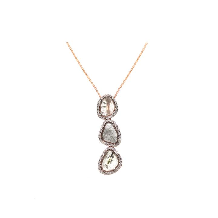 Tresor Collection - Organic Diamond Slice With Pave Diamond Pendant In 18k Rose Gold
