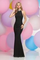 Zoey Grey - High Halter Draped Sheath Gown 30854