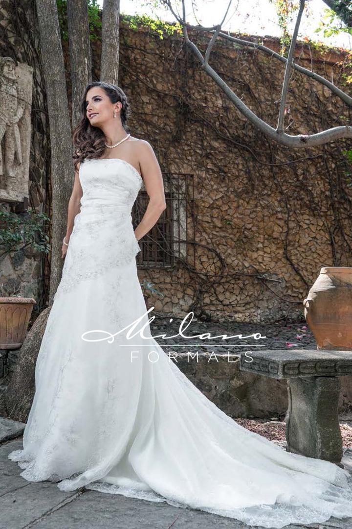 Milano Formals - Aa9256 Strapless Ballgown Wedding Dress