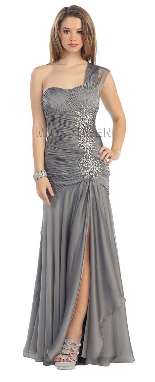 Elegant Jeweled One Shoulder Sweetheart Neck A-line Dress