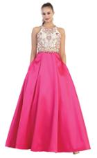 May Queen - Rq7429 Halter Neck Embellished Ballgown