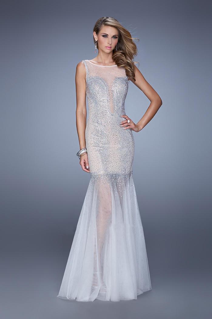 Gigi - 21466 Bateau Embellished Tulle Mermaid Gown