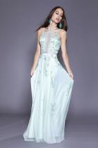 Shail K - 12133 Embellished Halter A-line Dress