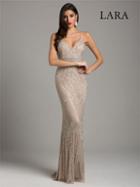 Lara Dresses - 29904 Beaded Plunging V-neck Fitted Dress