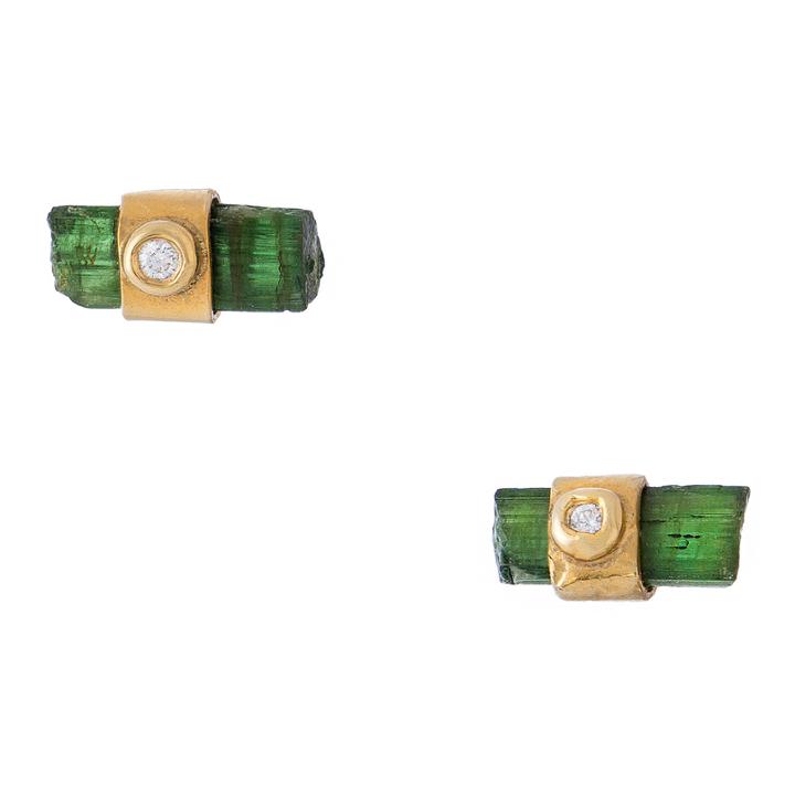 Heather Hawkins - Rough Cut Green Tourmaline Studs