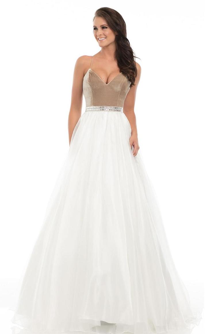 Johnathan Kayne - 7077 V-neck Organza Ballgown