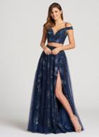Ellie Wilde - Ew118174 Two Piece Beaded Off-shoulder A-line Dress