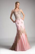 Cinderella Divine - Sleeveless Gilt Lace Appliqued Mermaid Gown