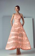 Saiid Kobeisy - 3162 Strapless Striped Applique Gown