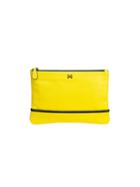 Mofe Handbags - Sage Pouch Clutch Yellow/gunmetal / Genuine Leather