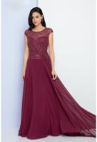 Terani Evening - 1723m4638 Embellished Illusion Bateau A-line Dress