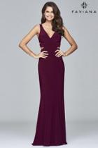 Faviana - 7541 V-neck Evening Dress With Side Cut-outs
