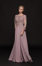 Marsoni By Colors - M217 Quarter Sleeve Embroidered Illusion Gown