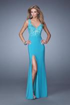 La Femme - 20640 Lace Scoop Jersey Sheath Dress