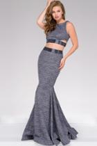 Jovani - Glitter Jersey Two-piece Prom Dress 47025