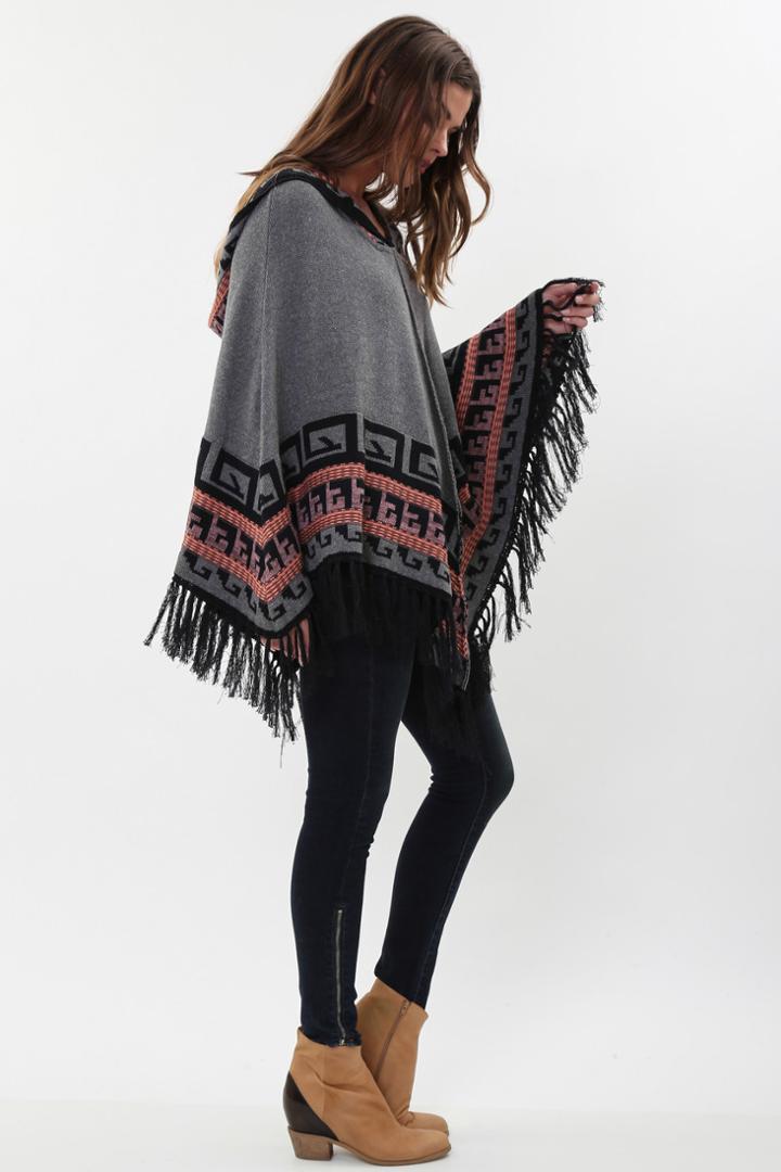 Goddis - Maddie Hooded Poncho In Aster