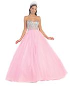May Queen - Iridescent Rhinestone-encrusted Sweetheart Ball Gown Lk43