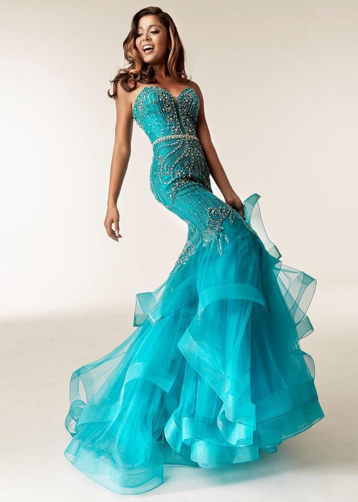Jasz Couture - 6233 Strapless Sweetheart Crystal Tulle Mermaid Gown