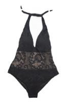 Nicolita Swimwear - Noche Cha Cha Crochet Deep V One Piece Swimsuit Black