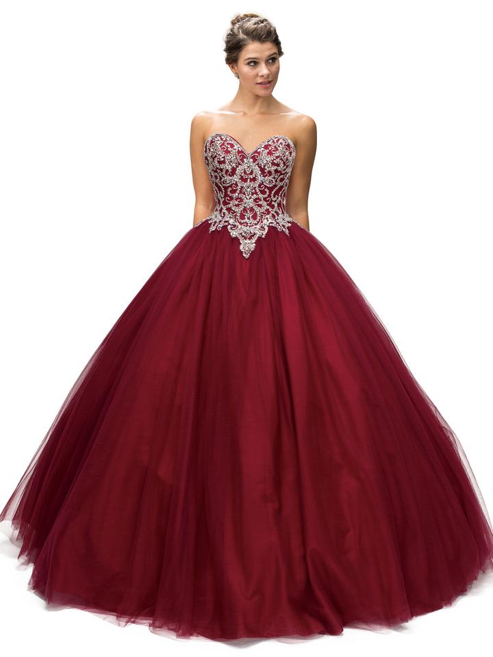 Dancing Queen - 1172 Strapless Crystal Embellished Ballgown