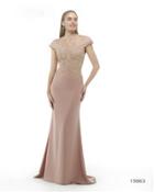 Morrell Maxie - 15863 Wide Neck Beaded Lace Evening Gown