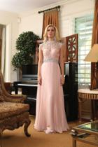 May Queen - Embellished High Neck With Ruched Bodice A-line Dress Rq7183