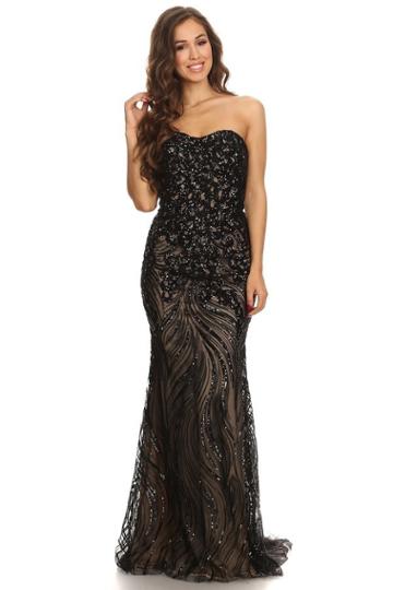 Eureka Fashion - Strapless Sequined Semi-sweetheart Sheath Dress