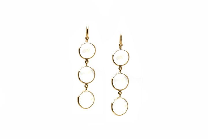 Tresor Collection - 18k Yellow Gold Earring With Rainbow Moonstone Smooth Round Default Title