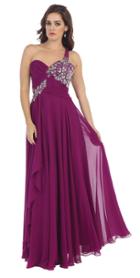 May Queen - One Shoulder Strapped Sweetheart Evening Dress