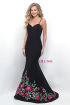 Blush - Floral Embroidered Sweetheart Scuba Trumpet Dress 11237