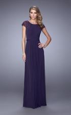 La Femme - 21621 Embroidered Scoop Jersey Dress
