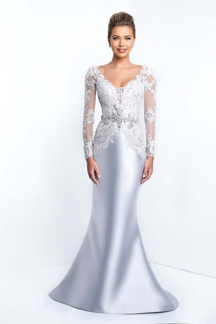 Blush - S2017 Beaded Sheer Long Sleeved Mermaid Gown